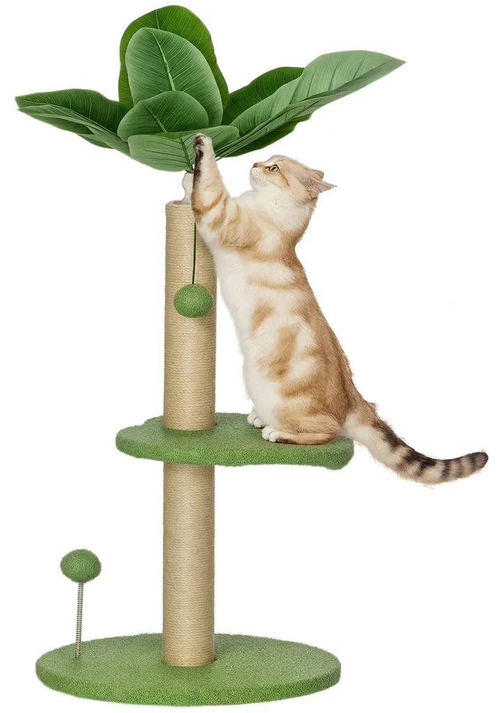 Arbre à chat hauteur 83 cm avec poteau en jute et jouets pour petits félins