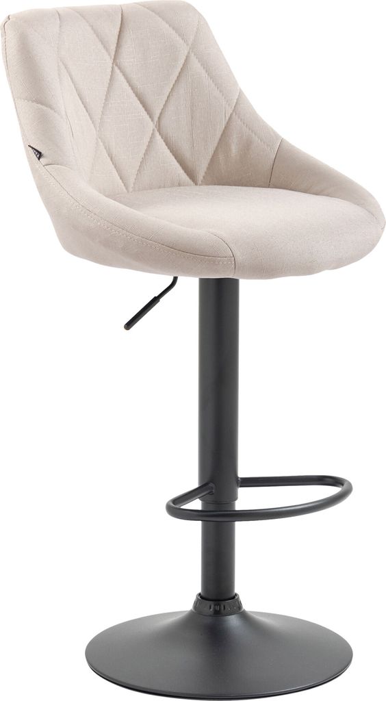 CLP Barhocker Lazio Stoff höhenverstellbar und 360 Grad drehbar Farbe creme Gestell Farbe schwarz