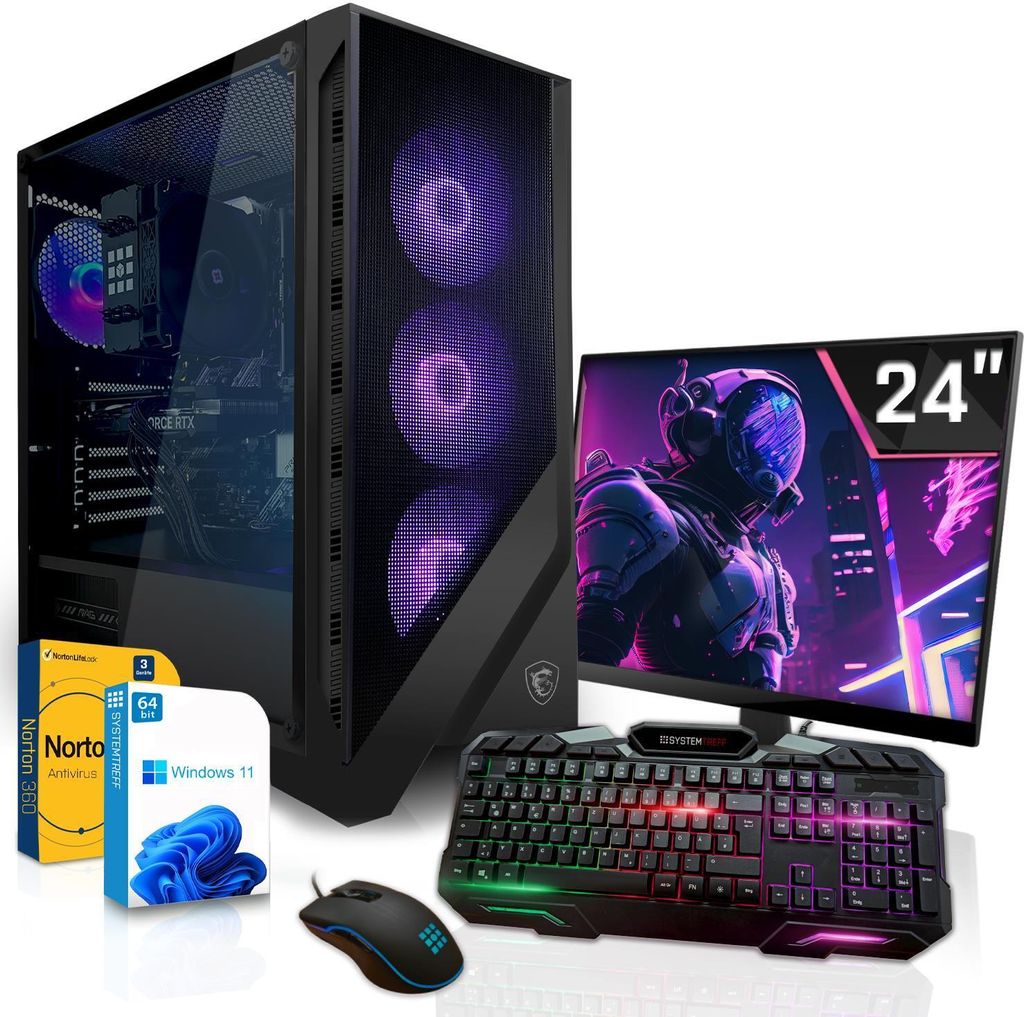 SYSTEMTREFF Gaming Komplett PC - Ryzen 5 5600G - AMD RX Produktbild 1