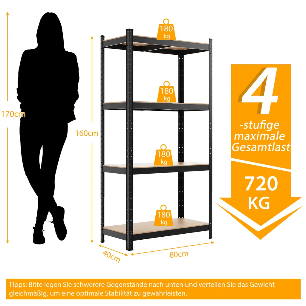 Étagère Atelier Modulable sans Vis Capacité 720kg Acier Renforcé - 3