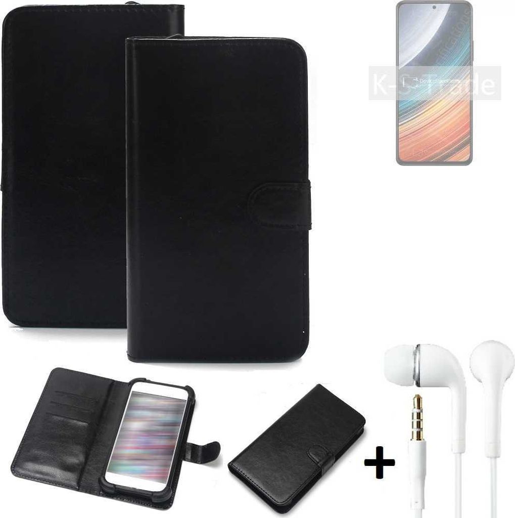 K-S-Trade Wallet Case Handyhülle kompatibel mit Xiaomi Redmi K40S Schutzhülle Flip cover Flipstyle Tasche Hülle Flipcover Slim Bumper schwarz + in