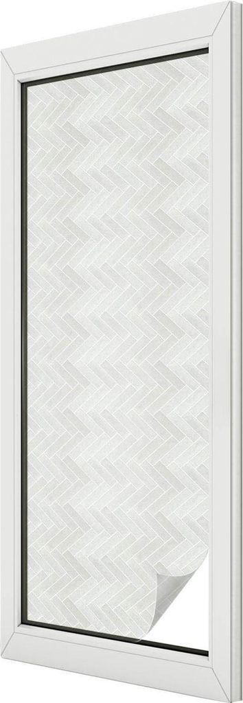 Buntglas Fensterfolie – 146x50 cm – Stained-Glass Design – blickdichte dekorative Sichtschutzfolie – selbstklebend, UV-Schutz – Graues Fi...