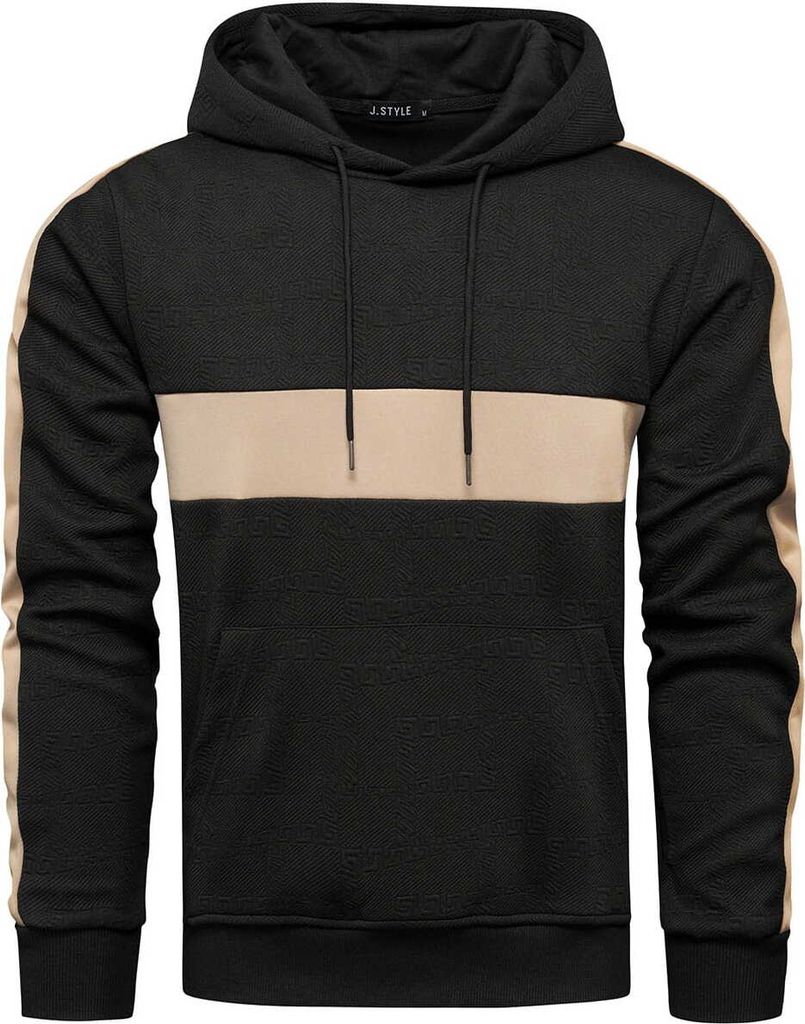 Recea Herren-Kapuzenpullover mit Kapuze Maiope schwarz-beige XXL