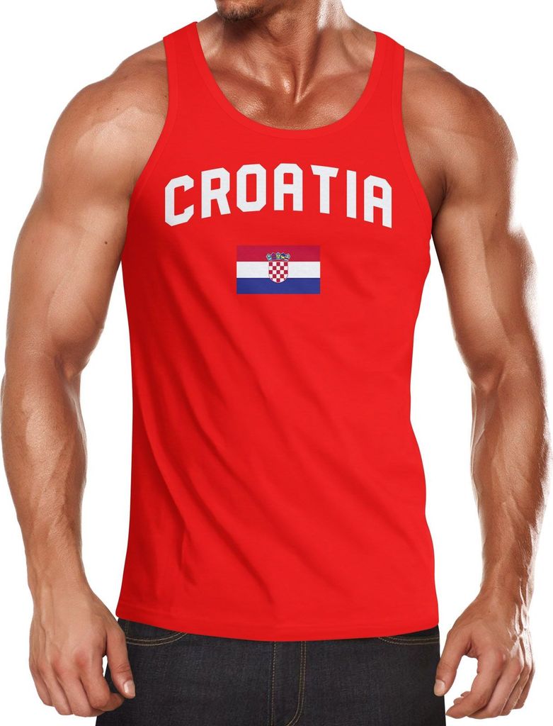 Herren Tanktop Kroatien Croatia Hrvatska WM Fußball Weltmeisterschaft 2018 World Cup Fan-Shirt Moonworks rot XXL