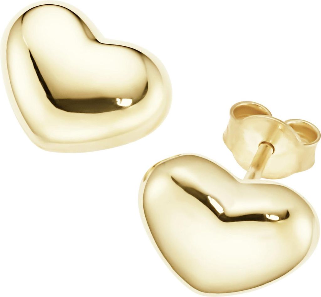 Ohrstecker Giorgio Martello Milano in Herzform, Silber 925 Gold 1 cm