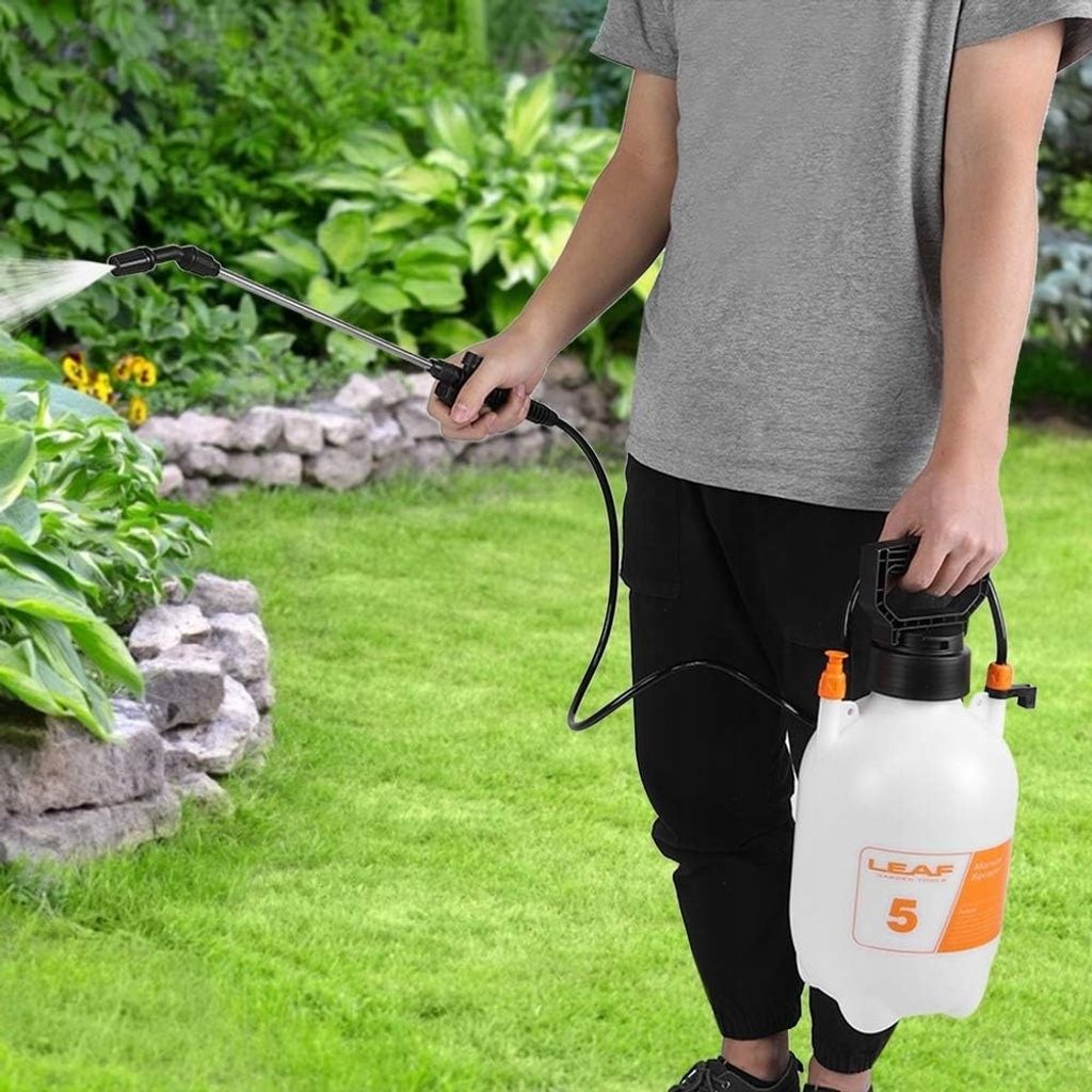 GEKO | Drucksprüher, 5L, mit Lanze, manuell, Rückenspritze, Gartenspritze mit Schultergurt, verstellbare Düse