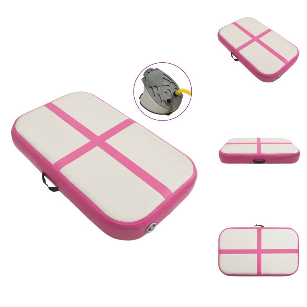 vidaXL Aufblasbare Gymnastikmatte mit Pumpe 60x100x15 cm PVC Rosa - Yoga- & Pilatesmatten