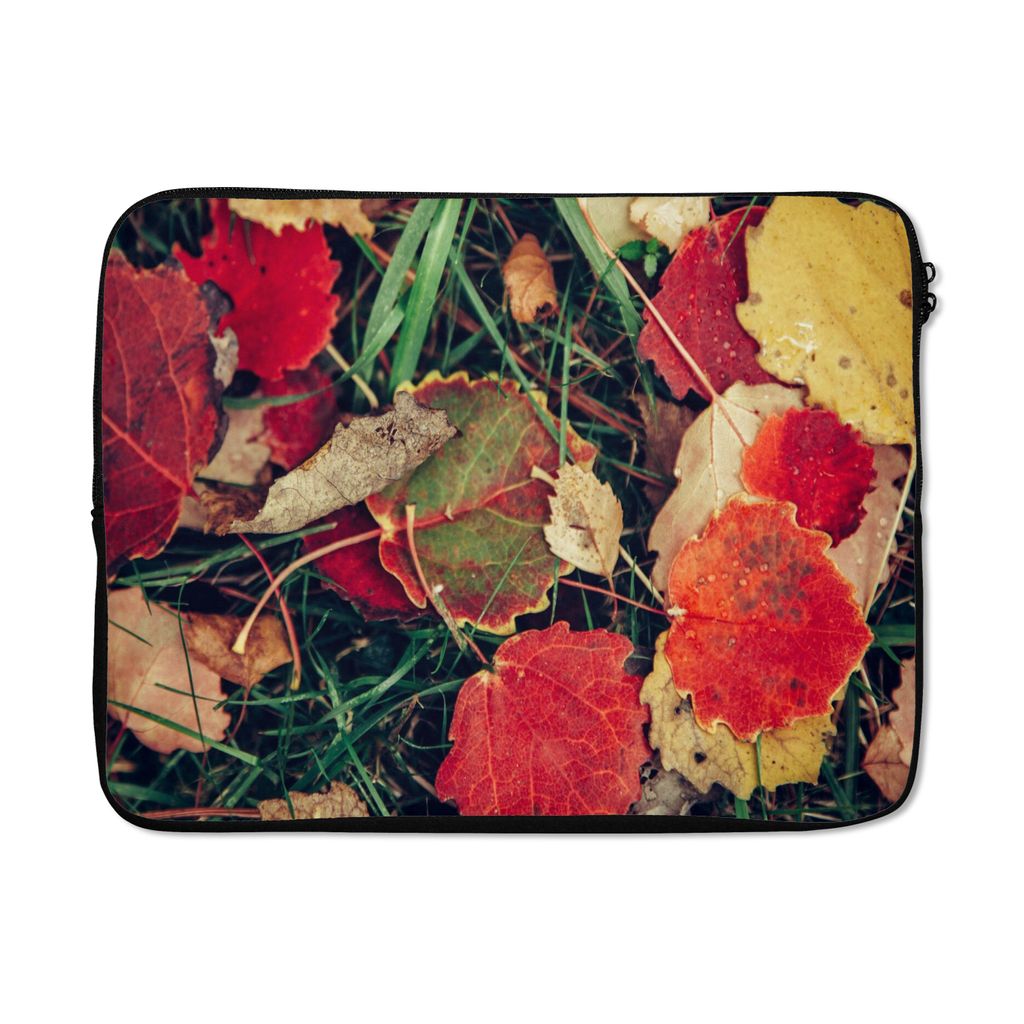 MuchoWow Laptop Hülle 17 Zoll Laptoptasche Blätter - November - Herbst - Natur - Zipper - Schutzabdeckung