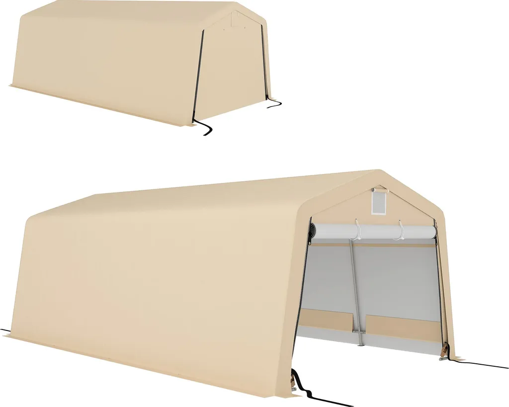 Tente Garage Imperméable et Anti-UV 6,2m avec Structure Acier Renforcé