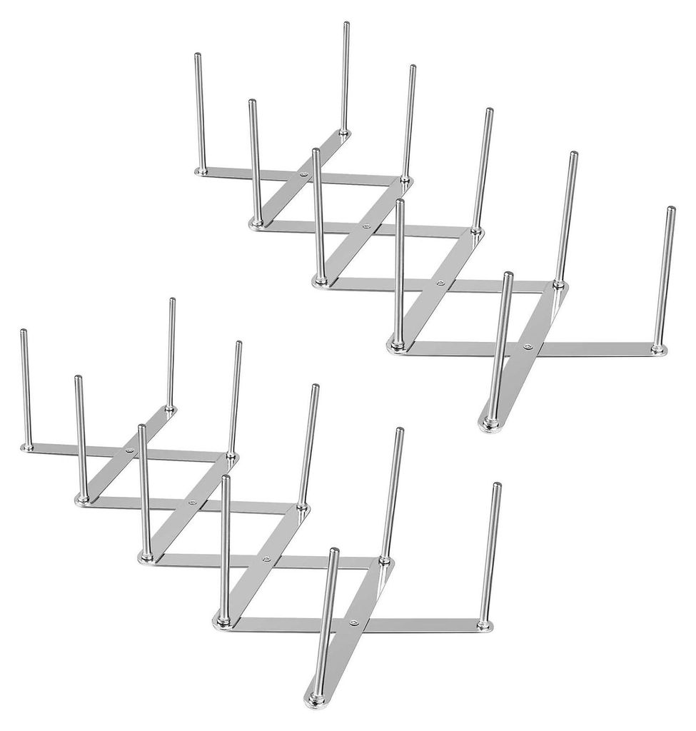 2er Set Deckelhalter Rippchenhalter aus Edelstahl, Verstellbarer Spareribs-Halter, Multifunktionales Teleskoplagerregal Dämpfer Abtropfgestell, Zu...