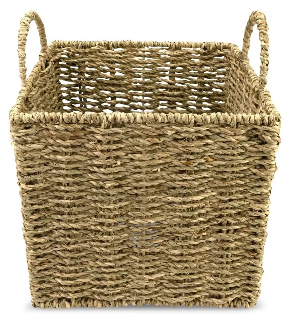 Corbeille de rangement en jonc de mer naturel pour étagère et salon