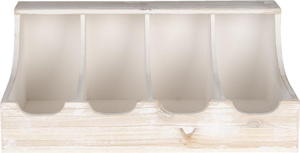 Clayre & Eef Besteckkasten 41x28x17 cm Weiß Holz