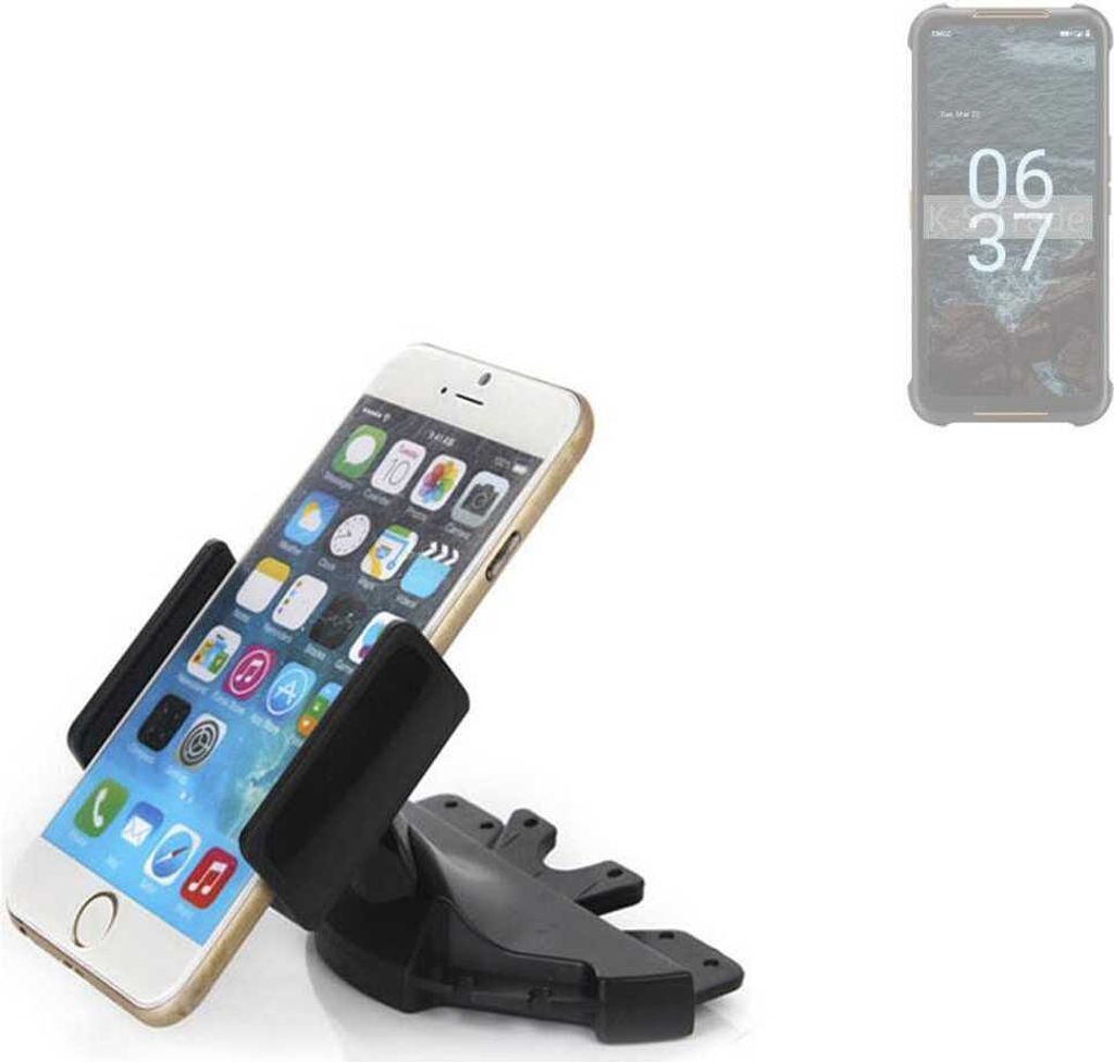 K-S-Trade CD Schlitz Halterung kompatibel mit AGM H5 Autohalterung KFZ-Halter Radio Handy Halterung 360° drehbar schwarz