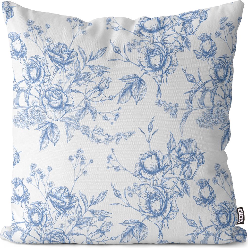 VOID Rosen Blau Keramik Malerei Kissenbezug Kissenhülle dekoration wasserfest Outdoor Garten Kissen bezug deko