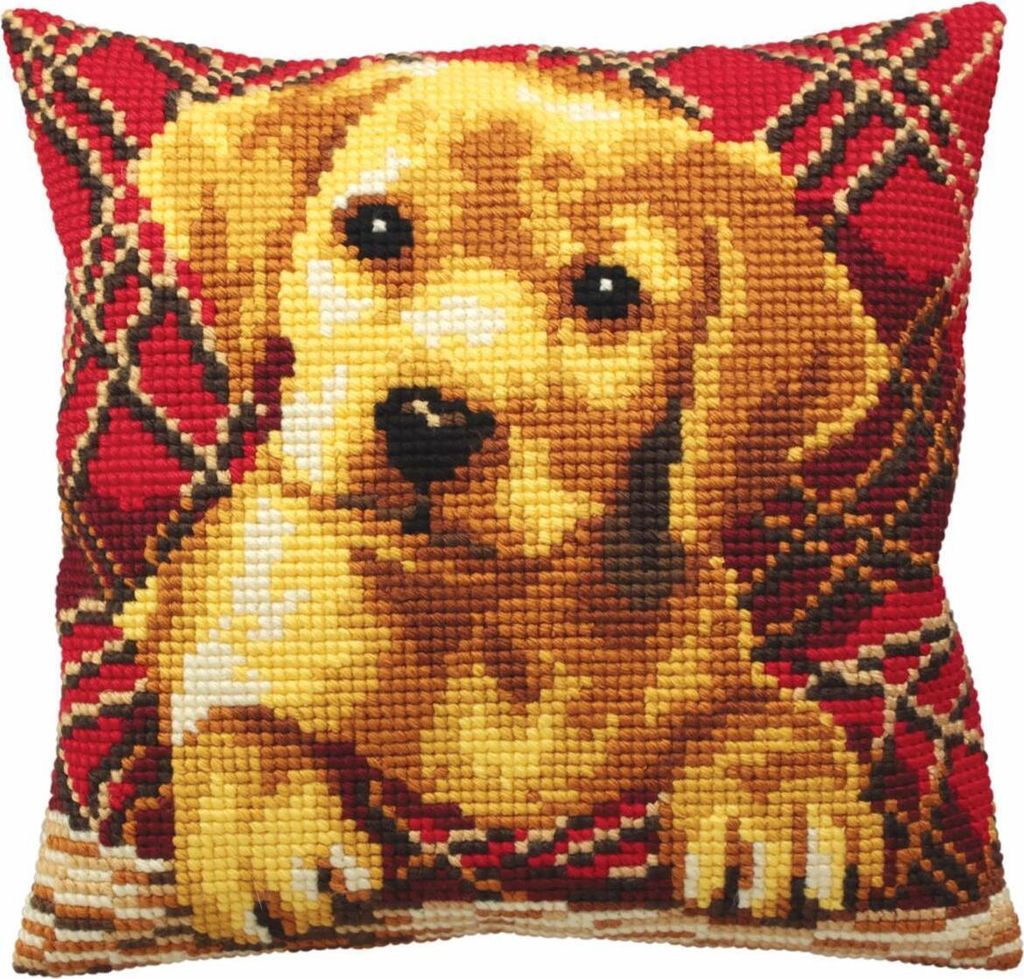 CdA Kreuzstichkissen "Brandy - Hund" 5160, 40x40cm, Stickbild vorgezeichnet