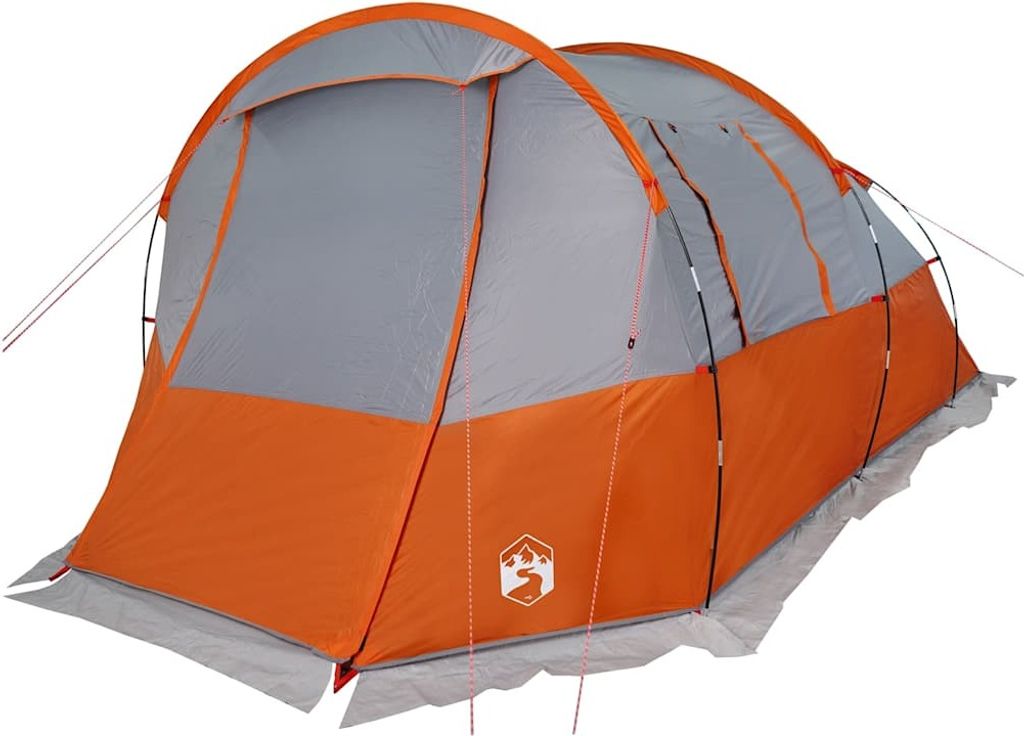 vidaXL Tunnelzelt 4 Personen Grau und Orange Wasserdicht Produktbild 5