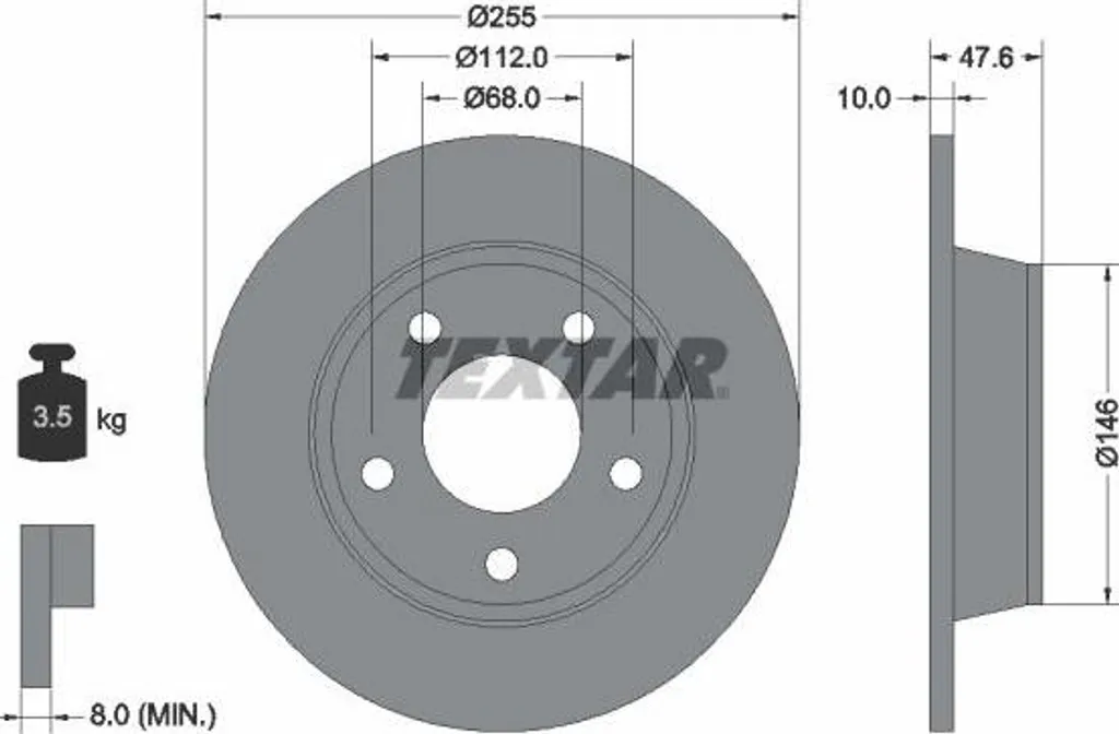 Disque de Frein Arrière Audi A6 4B Textar 92117303 Qualité Allemande