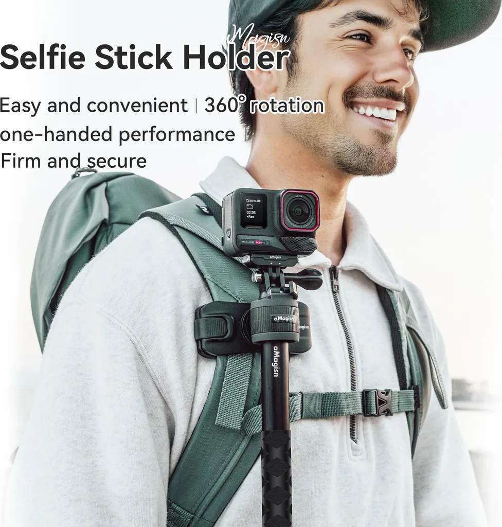 Support Selfie Stick en ABS et Silicone Antidérapant pour Insta360 Noir - 13
