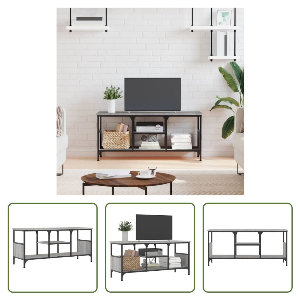 The Living Store TV-Schrank Grau Sonoma 100x35x45 cm Holzwerkstoff & Eisen
