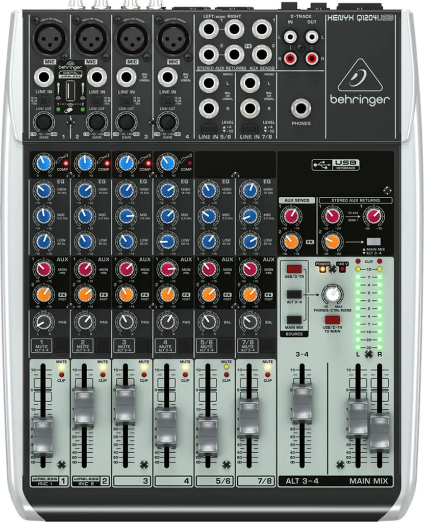 Mixeur Analogique Q1204USB Behringer avec Compresseur et Interface Audio
