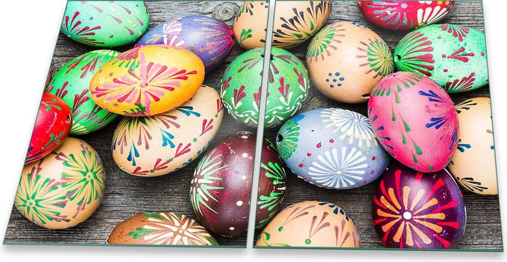 Copri Piano Cottura Vetro Temperato 80x52 (2x 40x52) Pasqua Colorata