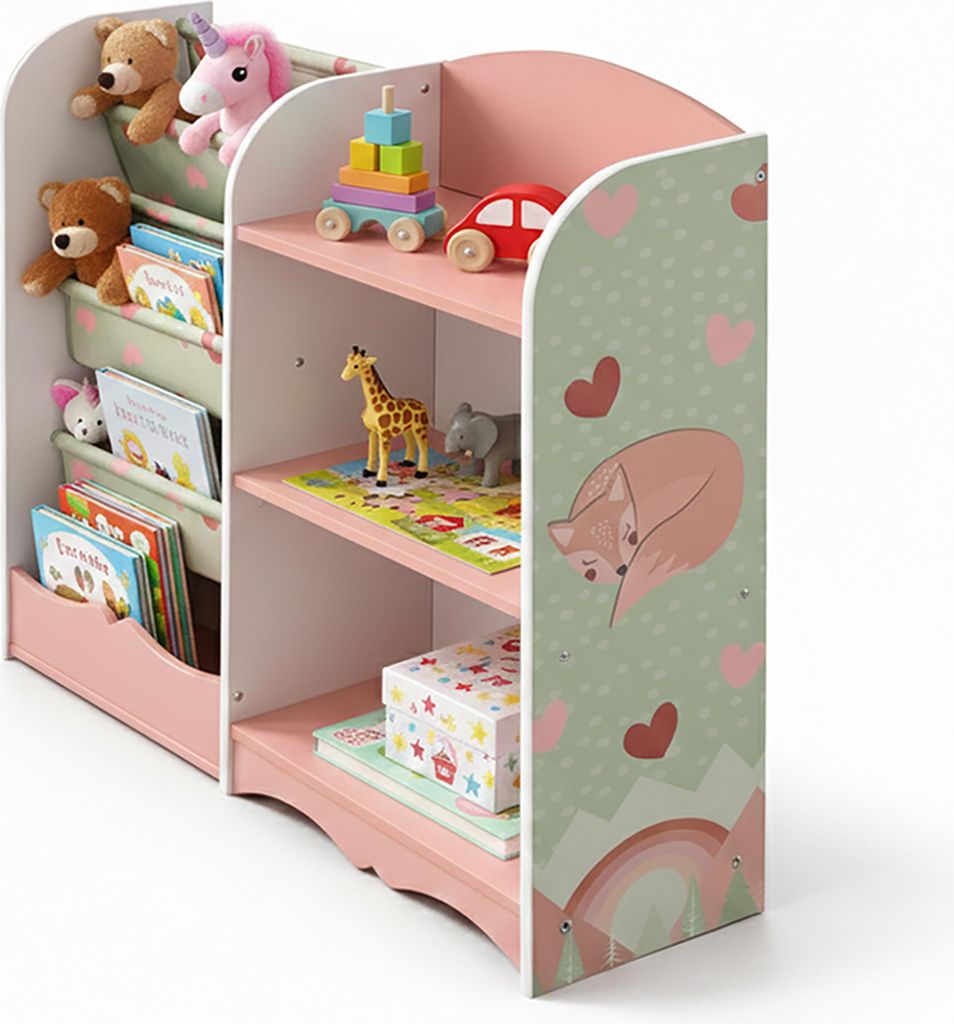 Relaxdays Kinderregal, HxBxT: 80 x 82 x 26 cm, 4 Fächer, 3 Produktbild 