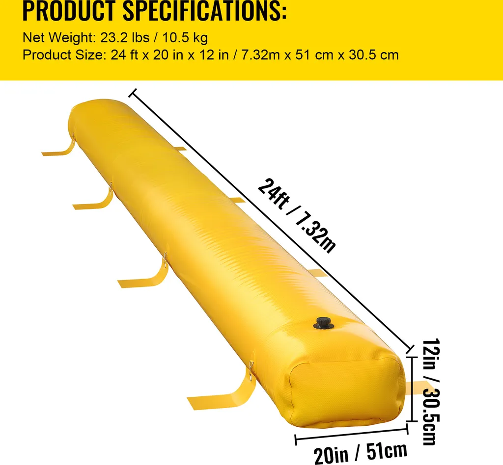 Sac de dérivation d'eau PVC étanche 7,3m réutilisable haute résistance