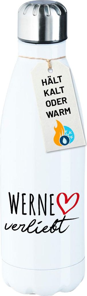 Huuraa Trinkflasche Werne verliebt 500ml White Edelstahl Wasserflasche Trinkflasche Geschenkidee