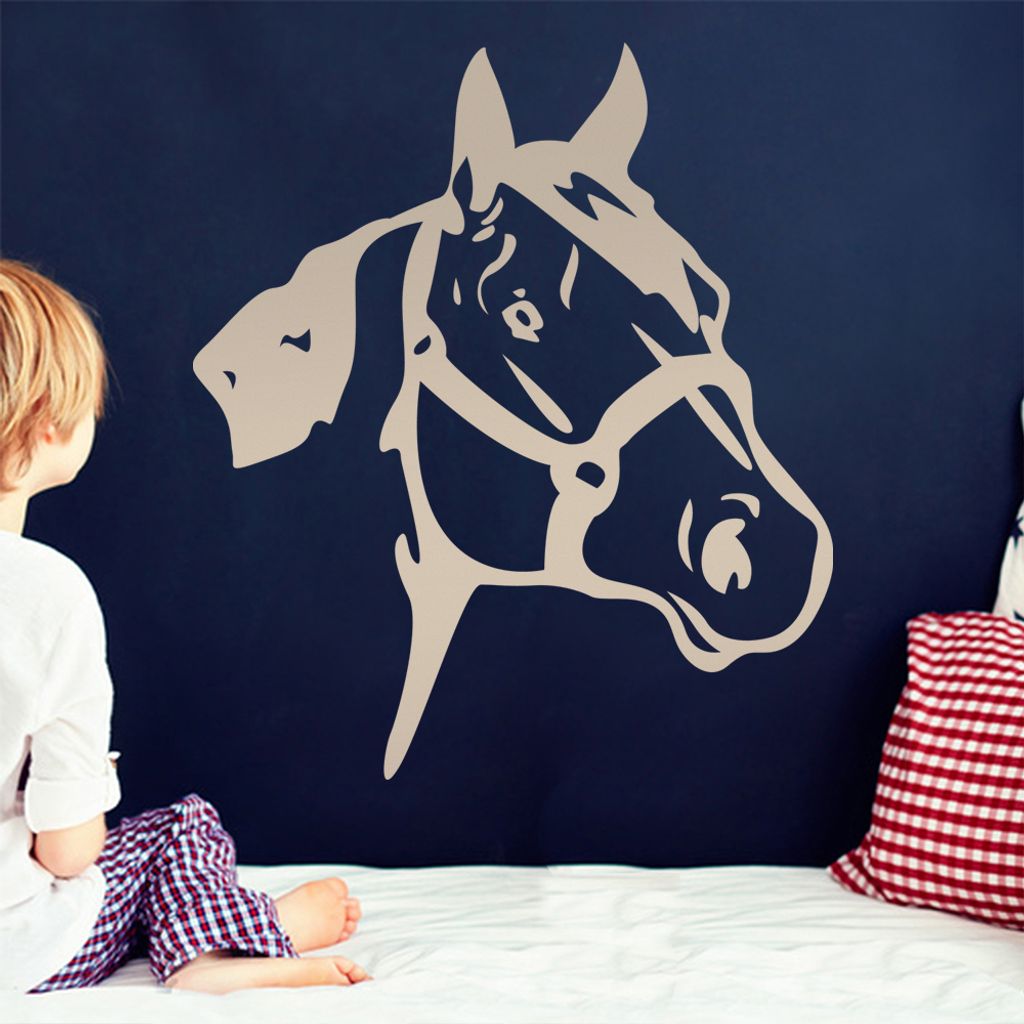 KIWISTAR Pferd Kopf - Reiten Stute Hengst Mähe Wandtattoo in 6 Größen - Wandaufkleber Wall Sticker - Dekoration, Küche, Wohnzimmer, Schlafzimme...