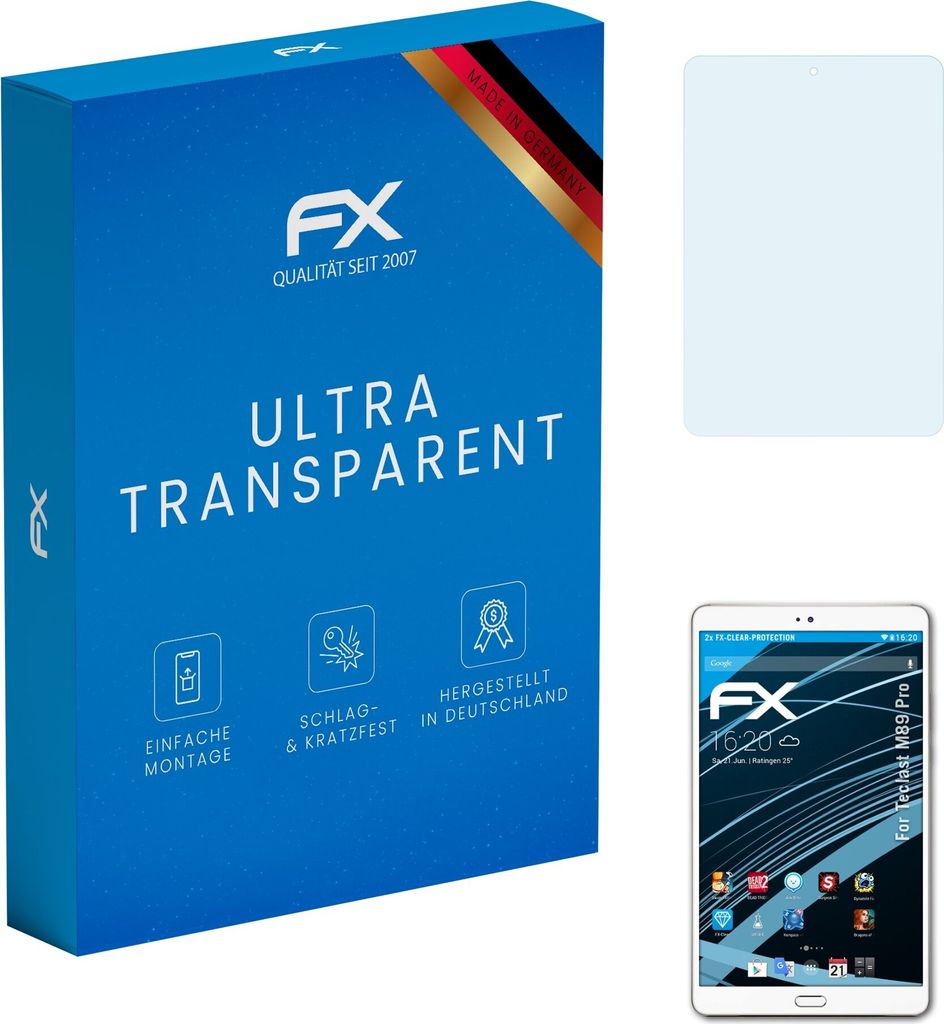 atFoliX FX-Clear 2x Schutzfolie kompatibel mit Teclast M89 Pro Displayschutzfolie