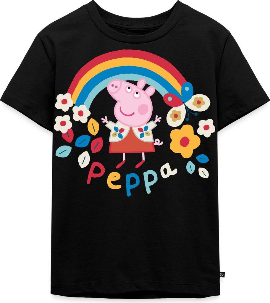 Spreadshirt Peppa Wutz Regenbogen Rainbow Kinder Premium T-Shirt, 98/104 (2 Jahre), Schwarz