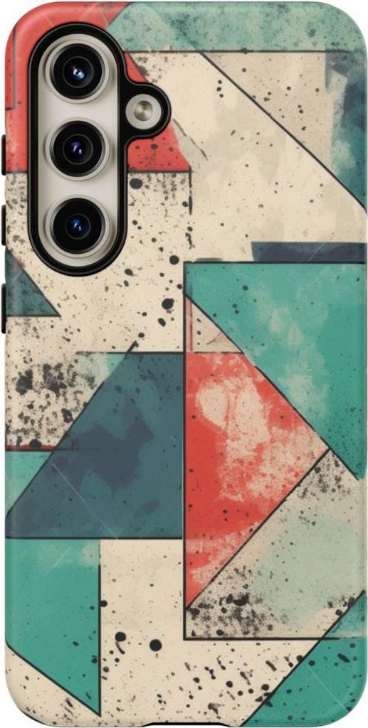 Abstraktes geometrisches Muster in gedeckten Farben – Hülle Kompatibel mit Samsung Galaxy S24