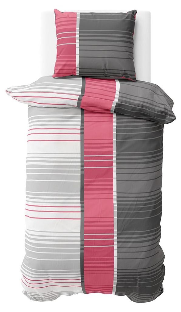 Bettwäsche 135x200 cm Mikrofaser Bettbezug Rot Grau Weiß Produktbild 