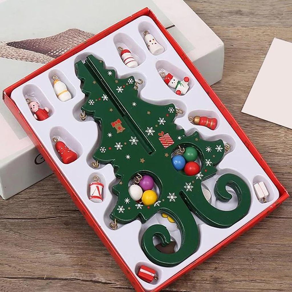 H?lzerne Weihnachtsbaumdekoration 6 Teile lebendig 3D fr Partygrn