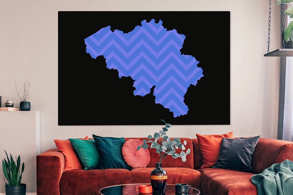 OneMillionCanvasses - Leinwandbilder - 150x100 cm, Karte - Belgien - Muster, Wandbilder Kunstdruck Wanddekoration