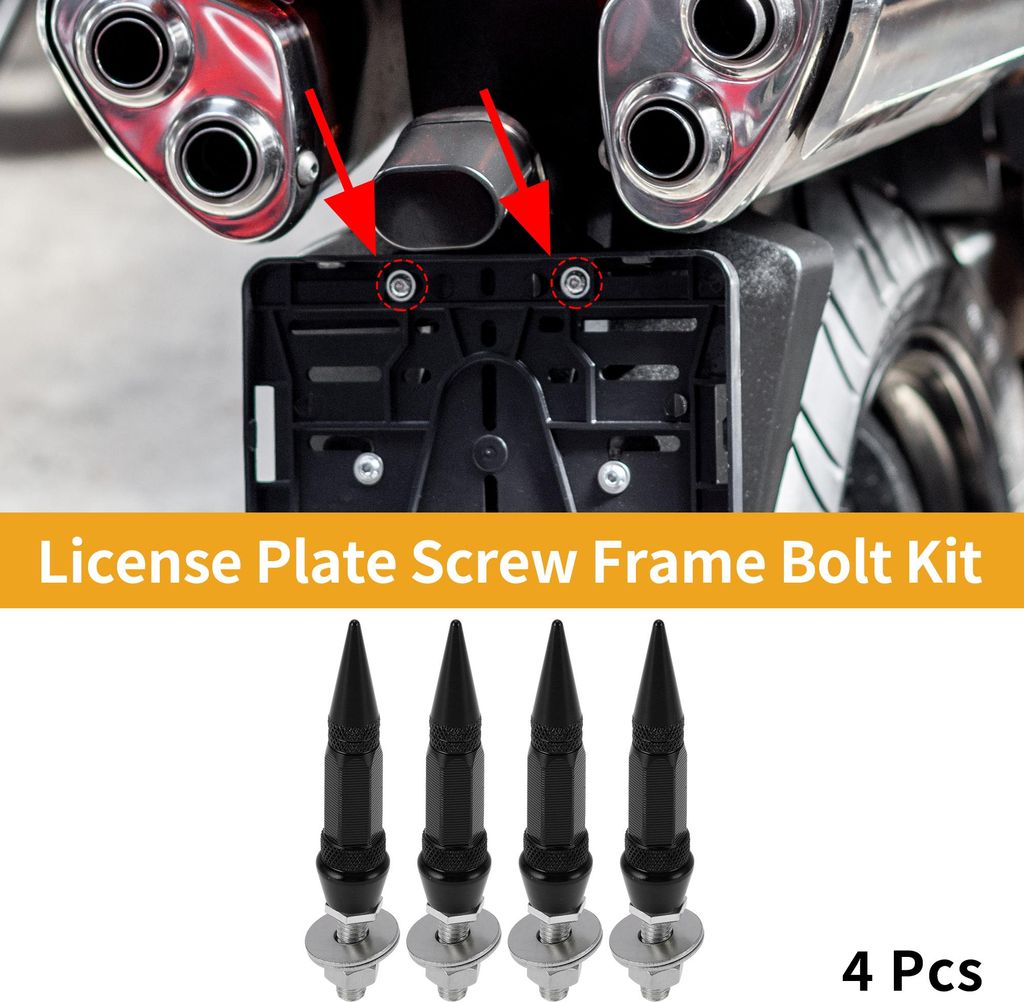 Universal Motorcycle M6 Nummernschrauben Abdeckung 82mm Diebstahlsicher Nummernschrauben Rahmen Schraubensatz Aluminiumlegierung Schwarz 4 Stk