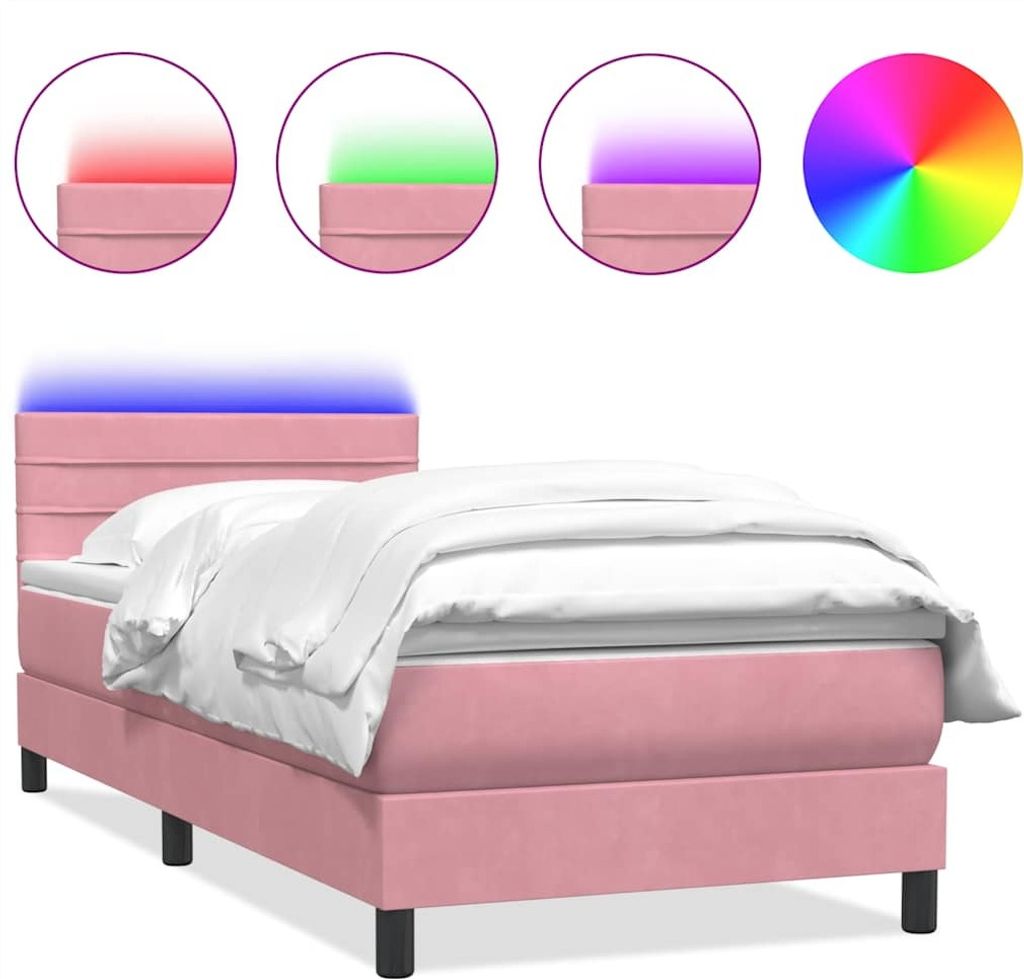 Boxspringbett mit Matratze & LED Rosa 80x220 cm Samt