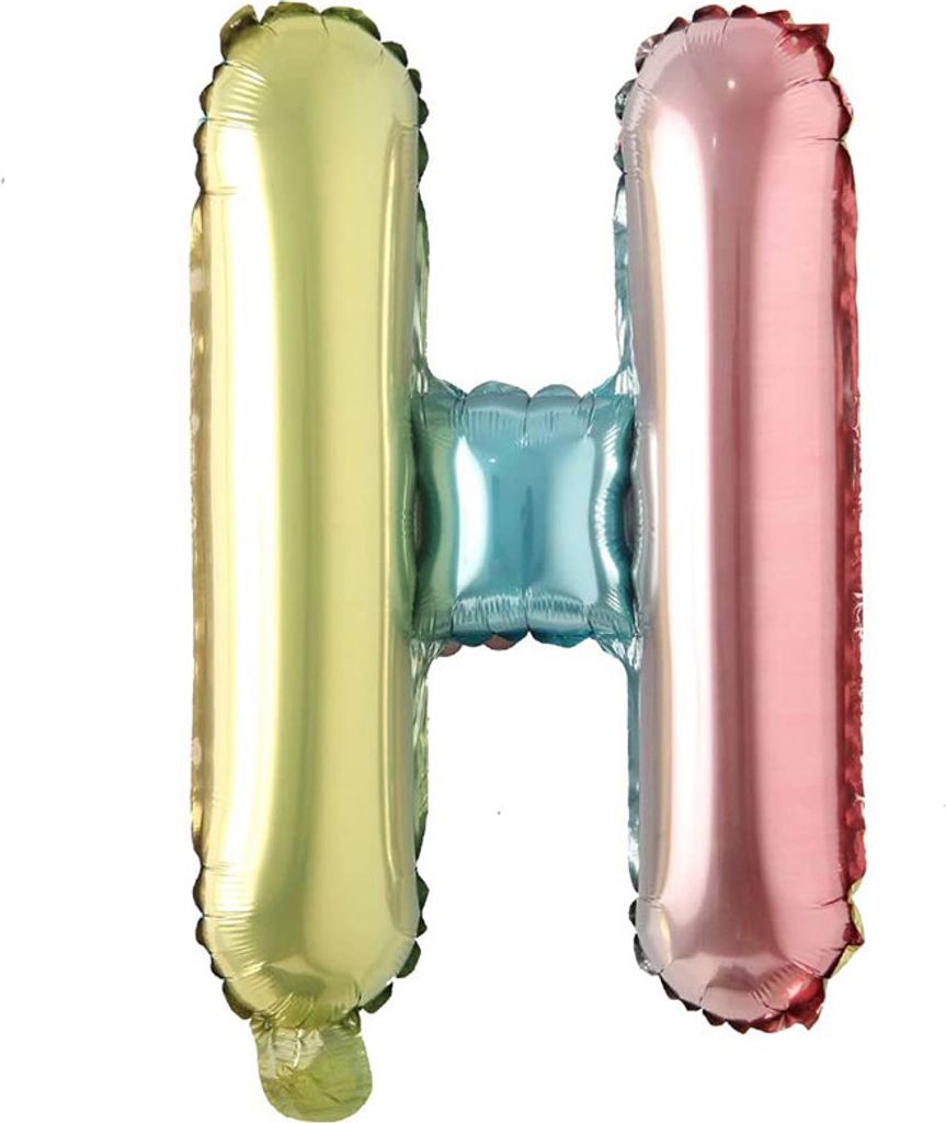 Folienballon Buchstabe H, regenbogen bunt, ca. 40 cm, für Luftbefüllung