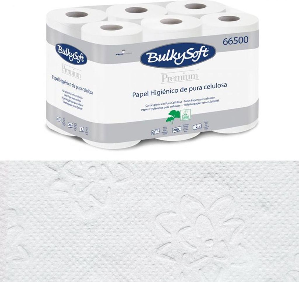 Toilettenpapier 24 m, weiß, 2-lagig, Bulkysoft Premium, 12 Rollen