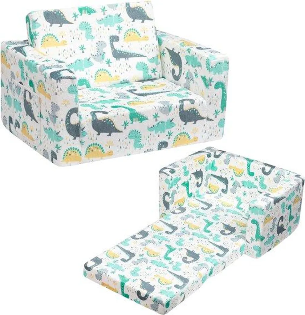 Petit lit enfant 2 en 1 pliable en bois blanc avec sommier confortable