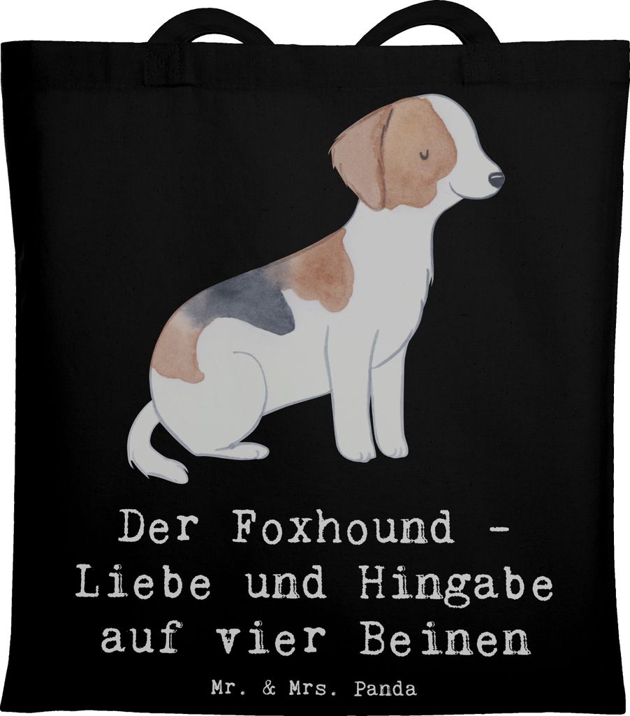 Mr. & Mrs. Panda Schultasche Liebevoller Foxhound - Schwarz - Geschenk, Hunderassen Pflege, Jutebeutel, Hunderasse, Familienmitglied, Beschreibung,...