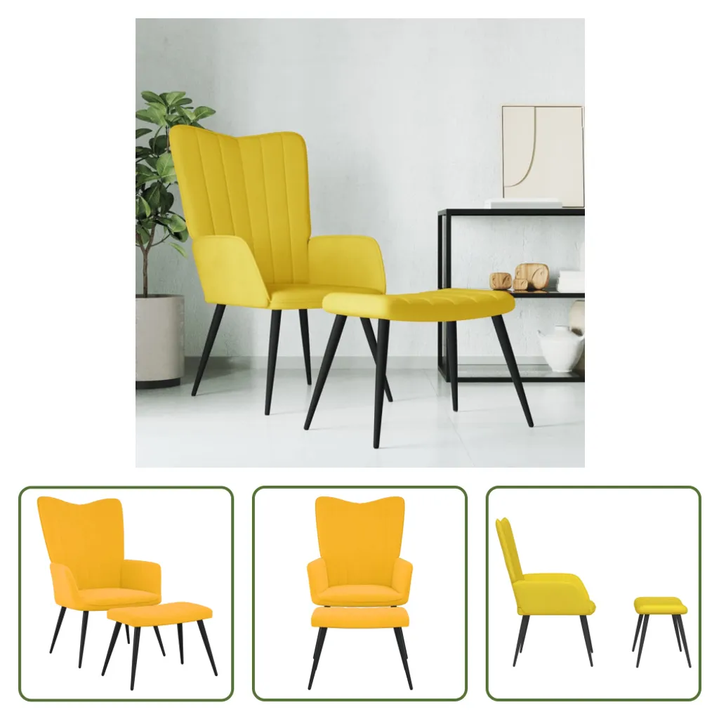 Miglior Poltrona Relax Velluto Giallo Senape con Pouf | Offerta Casa