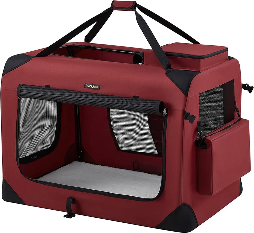 Cage de transport XXL robuste en Oxford rouge baie pour chien de grande taille