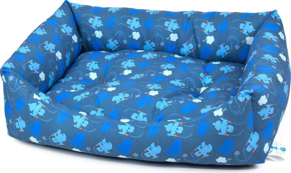 Duvo+ Bett "Die Schlümpfe" rechteckig blau, Maße: 70 x 60 x 18 cm