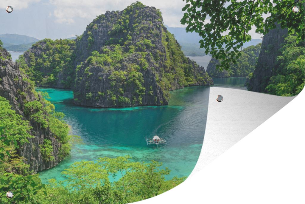 MuchoWow 60x40 cm Outdoor-Poster Gartendeko Sichtschutz Garten Poster für den Garten Der herrliche Blick auf die Bucht der Insel Coron, durch d...