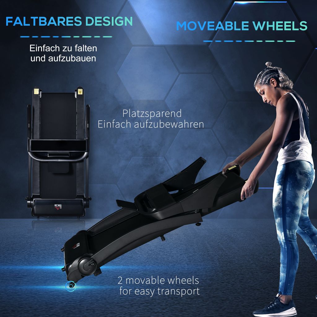 HOMCOM Bieżnia składana elektryczna 500 W 0,8-10 km/h 0,75 Zdjęcie produktu 5