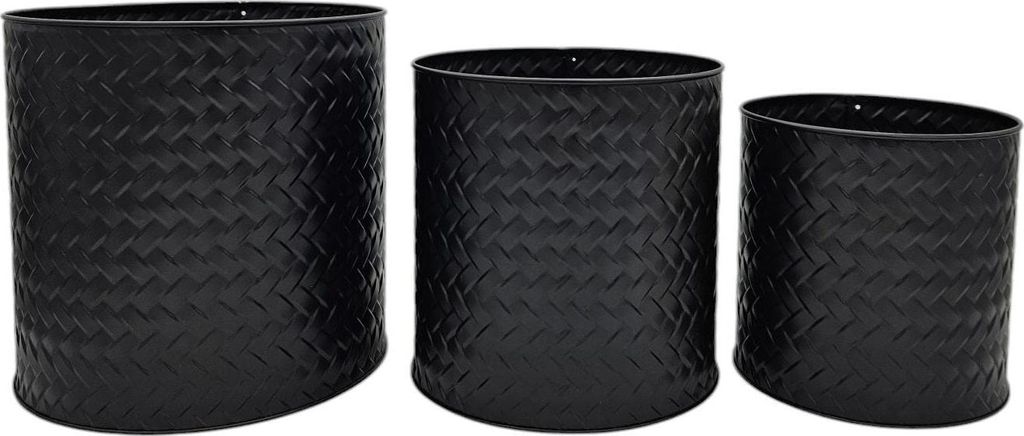 Blumentopf Pflanztopf 3er Set schwarz aus Metall wasserdicht für Innen und Außen