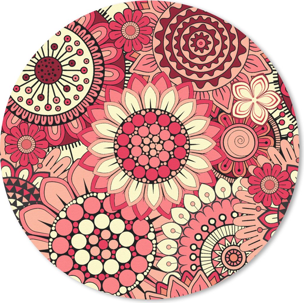 MuchoWow Mauspad Mousepad Blume - Mandala - Retro - Muster 50x50 cm - Mousepads - Maus Mat - Pad - Mausunterlage - Vinyl