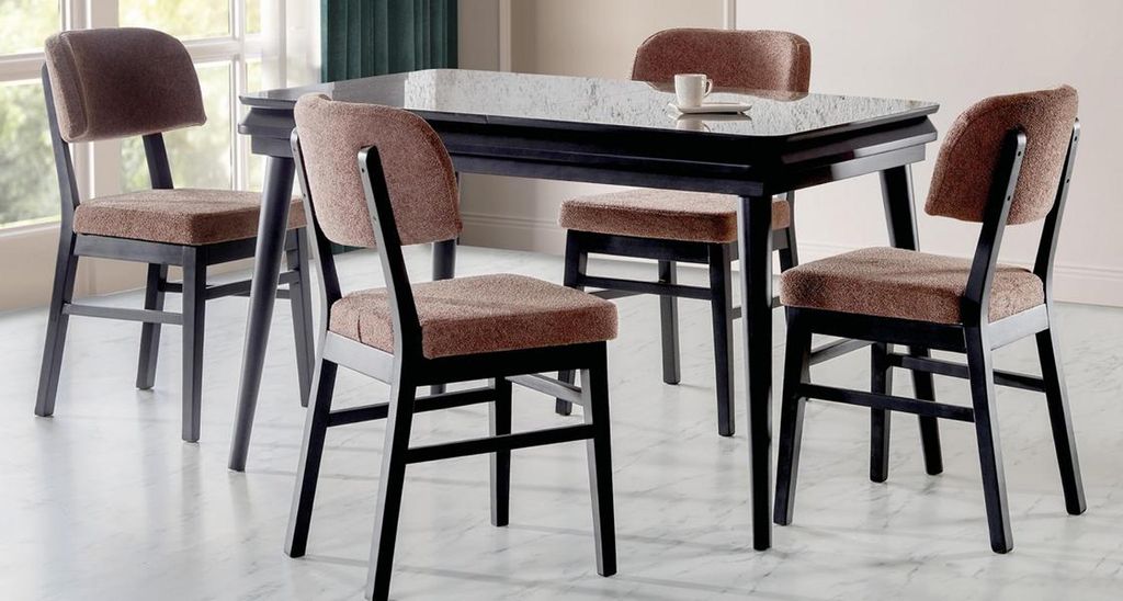 Esszimmer Set Luxus Schwarz Stuhl Set 4x Stühle Essgruppe Garnitur Lehnstühle