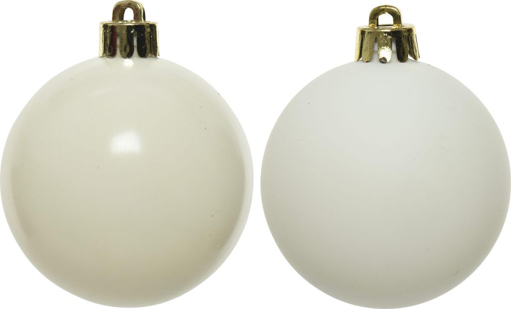 Weihnachtskugeln Kunststoff 8cm 6 Stück - Wollweiß Produktbild 